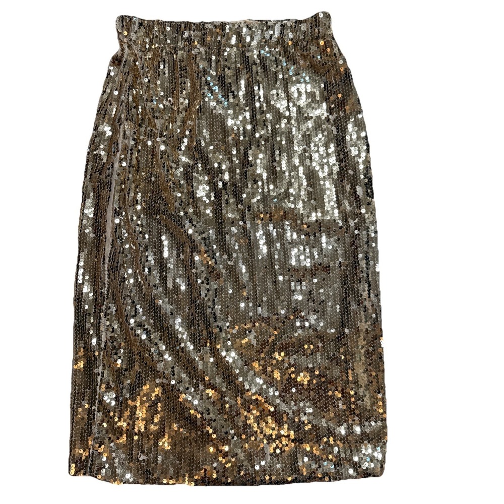 NWT Main Strip Full Sequin Solid Gold Skirt Size Small Sexy Night Out